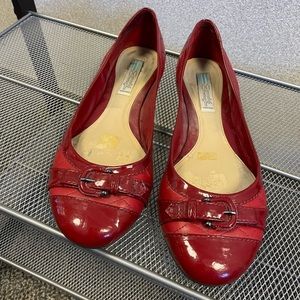 Red Leather Quilted Flats